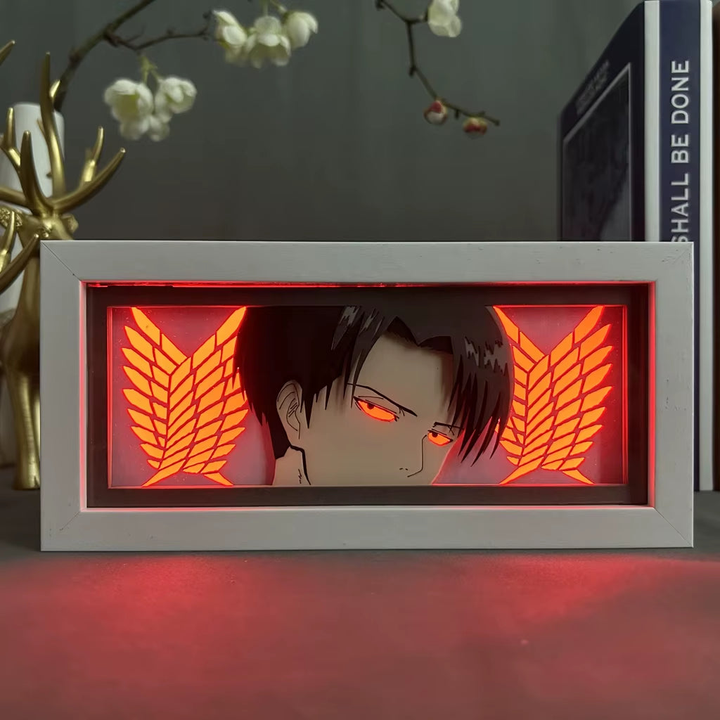 Paper Cut Shadow Lightbox Attack on Titan Room Decorations for Men Manga Desk Lamp Levi Face Eyes Anime Decor Gift for Boyfriend