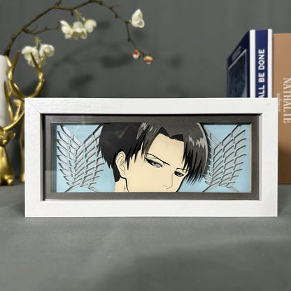 Paper Cut Shadow Lightbox Attack on Titan Room Decorations for Men Manga Desk Lamp Levi Face Eyes Anime Decor Gift for Boyfriend