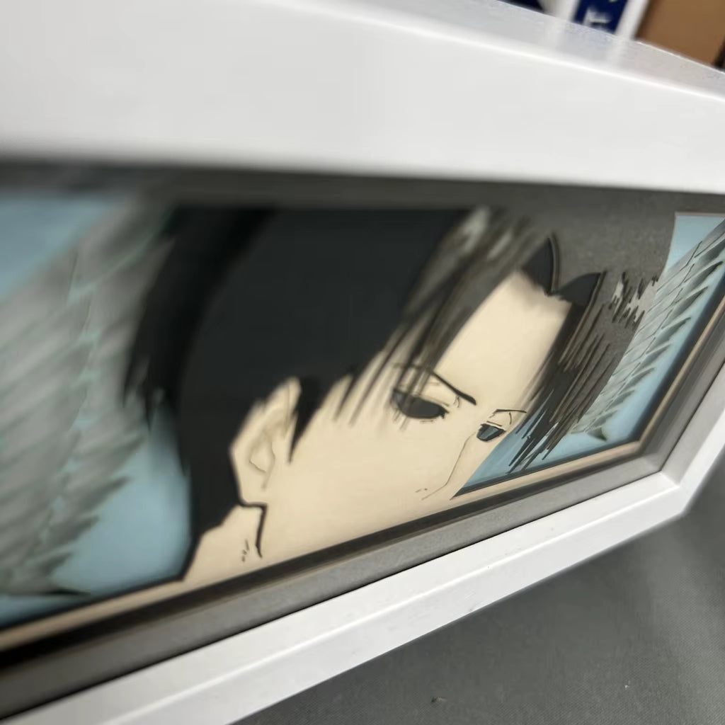 Paper Cut Shadow Lightbox Attack on Titan Room Decorations for Men Manga Desk Lamp Levi Face Eyes Anime Decor Gift for Boyfriend