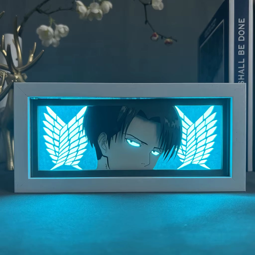 Paper Cut Shadow Lightbox Attack on Titan Room Decorations for Men Manga Desk Lamp Levi Face Eyes Anime Decor Gift for Boyfriend