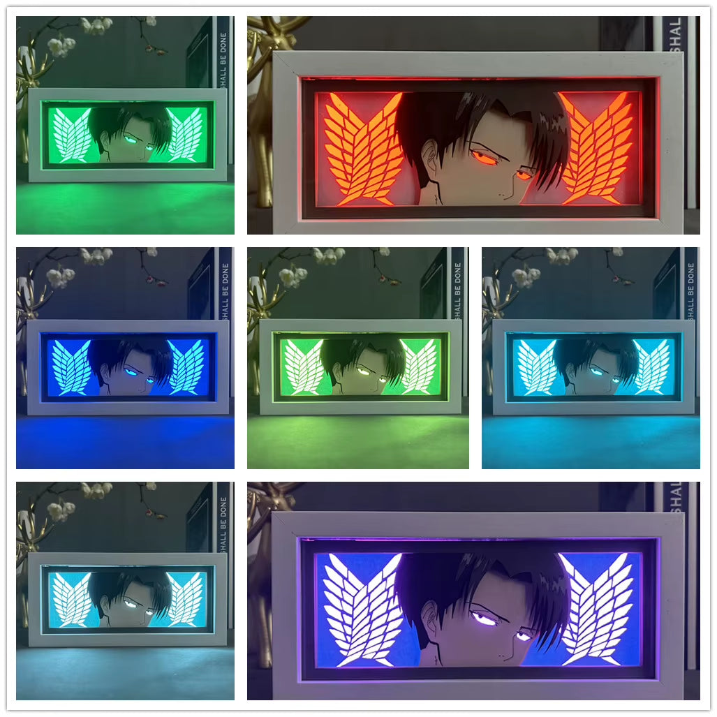 Paper Cut Shadow Lightbox Attack on Titan Room Decorations for Men Manga Desk Lamp Levi Face Eyes Anime Decor Gift for Boyfriend