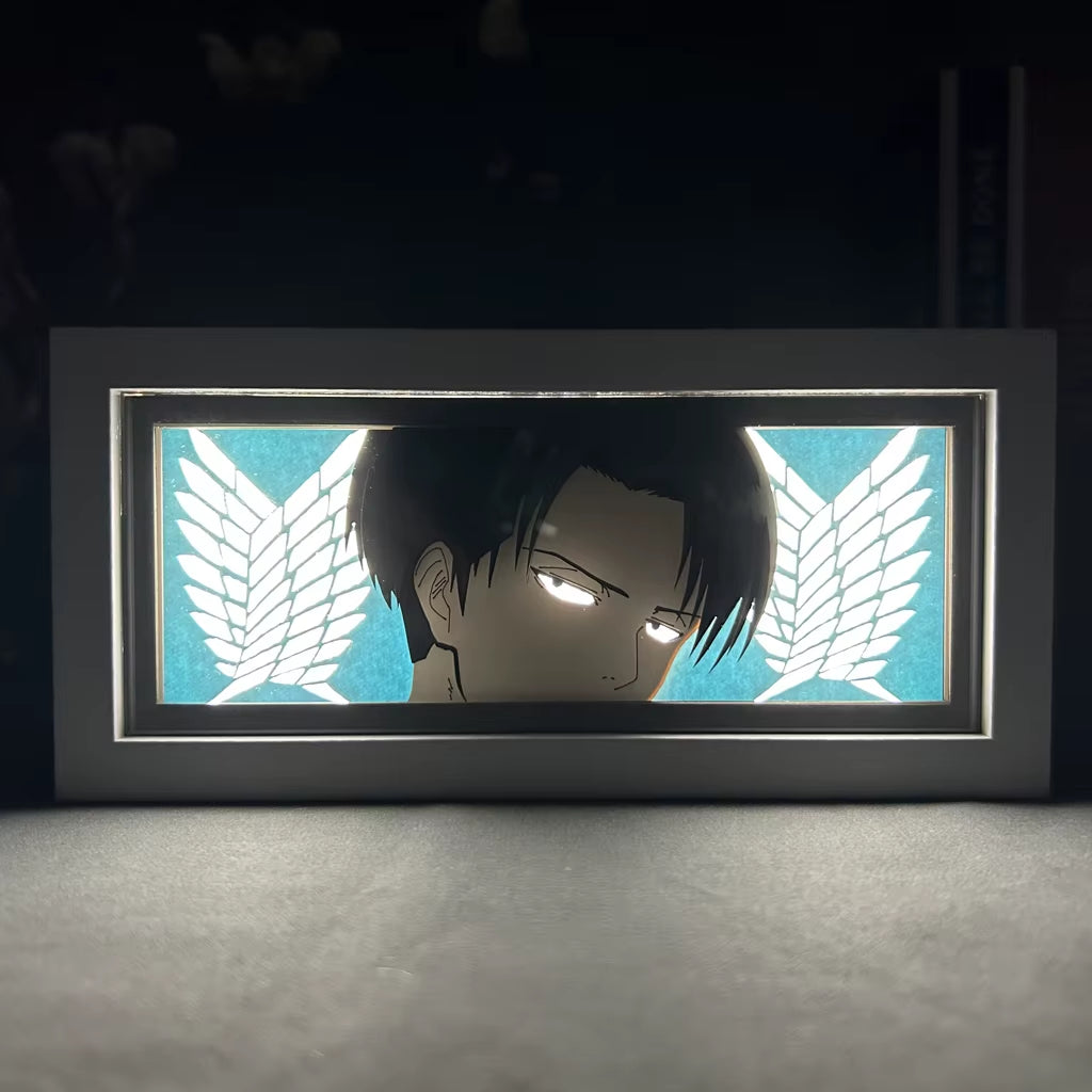 Paper Cut Shadow Lightbox Attack on Titan Room Decorations for Men Manga Desk Lamp Levi Face Eyes Anime Decor Gift for Boyfriend